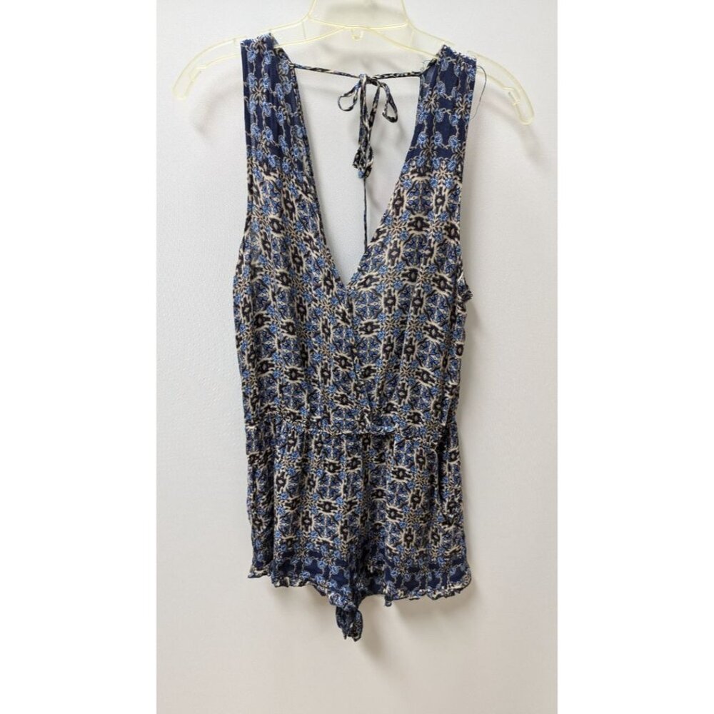 pookie & sebastian Navy Patterned Romper